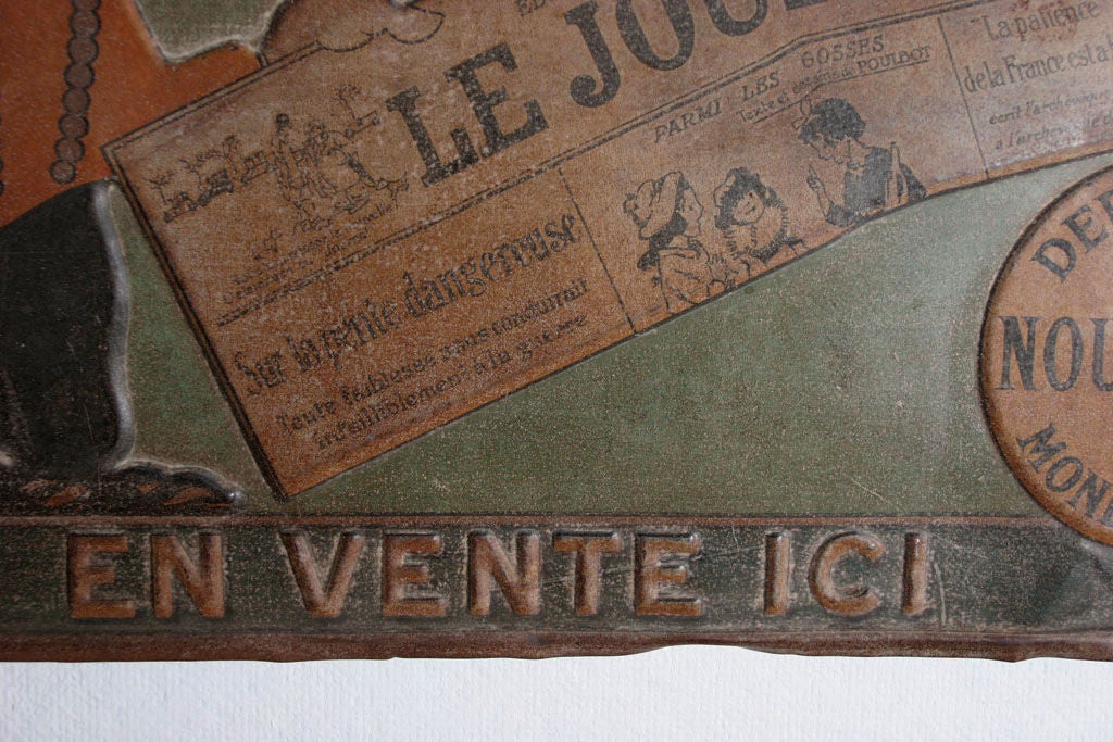 Tin Trade Sign:  LE JOURNAL - EN VENTE ICI For Sale 4