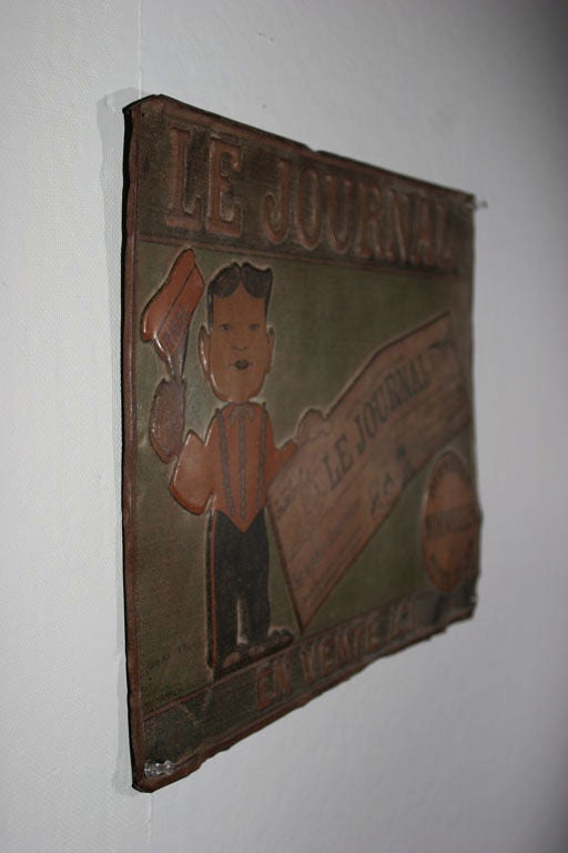 Tin Trade Sign:  LE JOURNAL - EN VENTE ICI For Sale 6