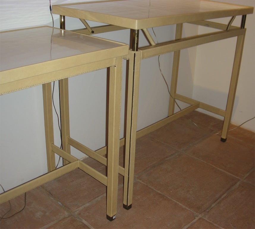 Two 1950s Console Tables with Two Position Top by J. Adnet For Sale 1