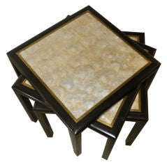 A Set of 3 Abalone Top Occasional Tables by Michael Taylor