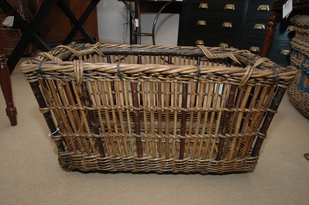 Folk Art Circa 1900 French Wicker Laundry Basket