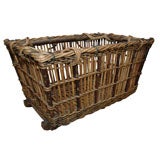 Circa 1900 French Wicker Laundry Basket