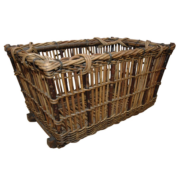 Circa 1900 French Wicker Laundry Basket at 1stDibs