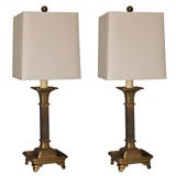 Pr Chapman Table Lamps with New Linen  Shades