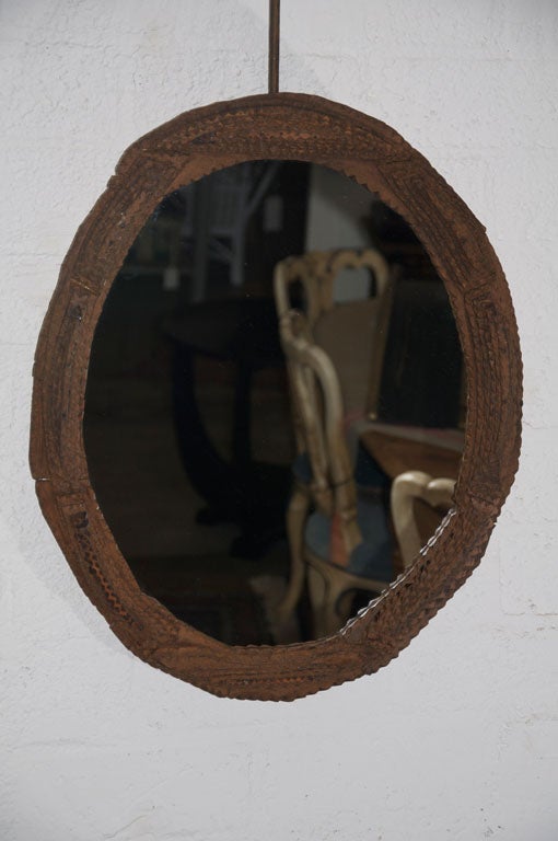 Oval Tramp Art Frame with Mirror