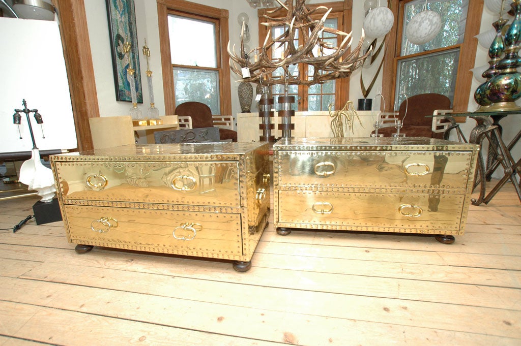 Pair of Brass Clad Chests