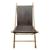 Campaign Leather and Brass Chair by "Jansen"
