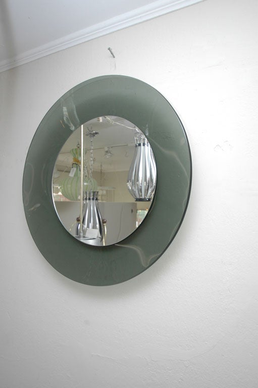 Green Glass Framed Mirror