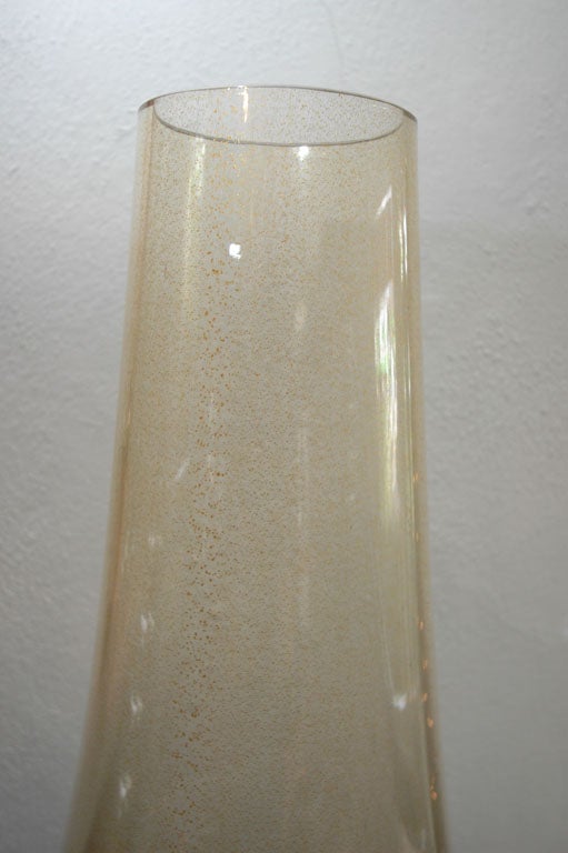 Italian Murano Gold Speckled Glass Vase For Sale