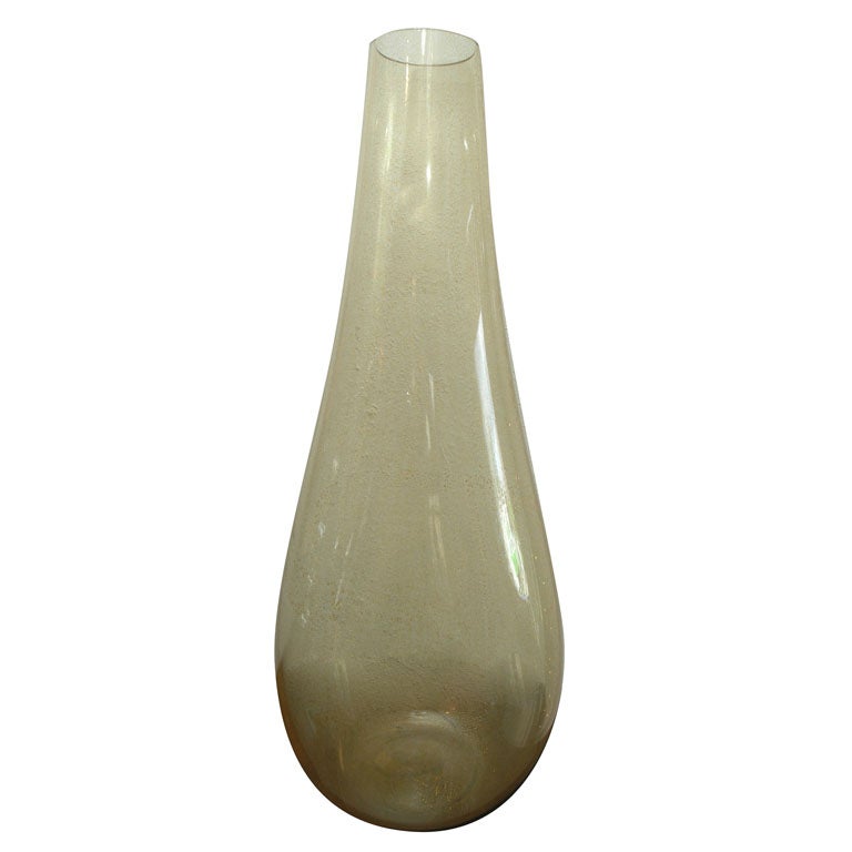 Murano Gold Speckled Glass Vase For Sale