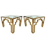 Pair of Brass Geometric Design Tables