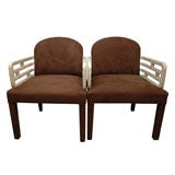 Pair of Maitland Smith Asian Inspired Arm Chairs