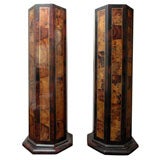 Pair of Maitland Smith Inlaid Coconut Pedestals