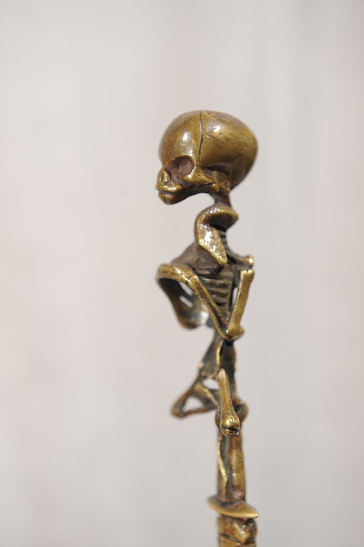 Wonderful Bronze Grotesque German Dagger - Skull and Snake 1
