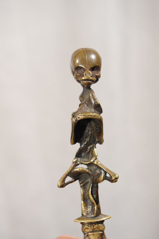 Wonderful Bronze Grotesque German Dagger - Skull and Snake 2