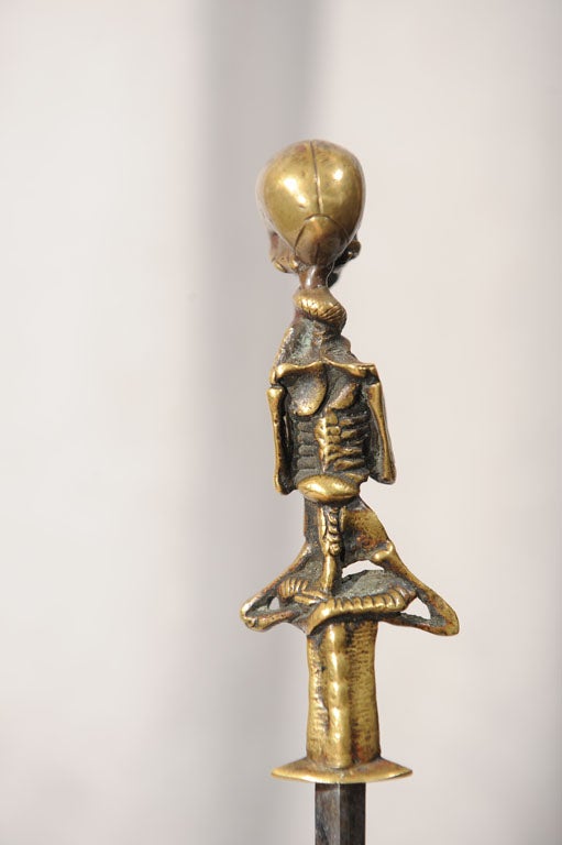 Wonderful Bronze Grotesque German Dagger - Skull and Snake 5