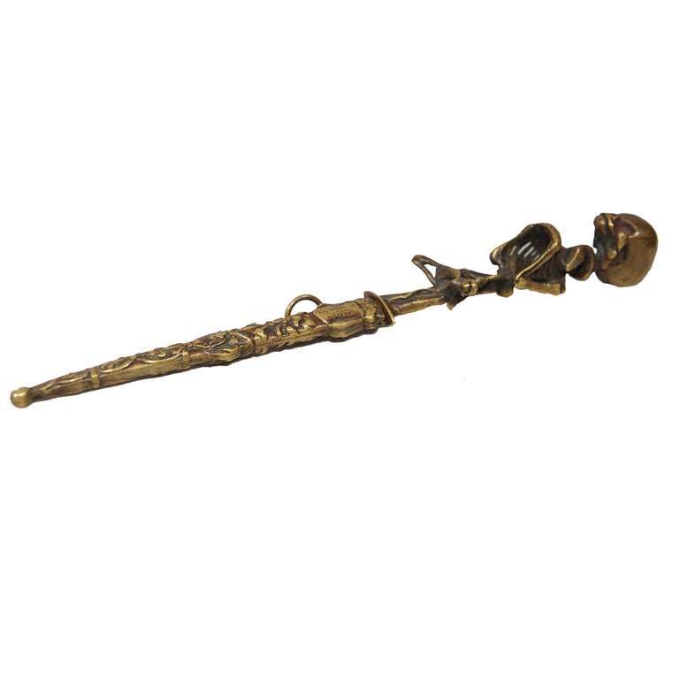 Wonderful Bronze Grotesque German Dagger - Skull and Snake