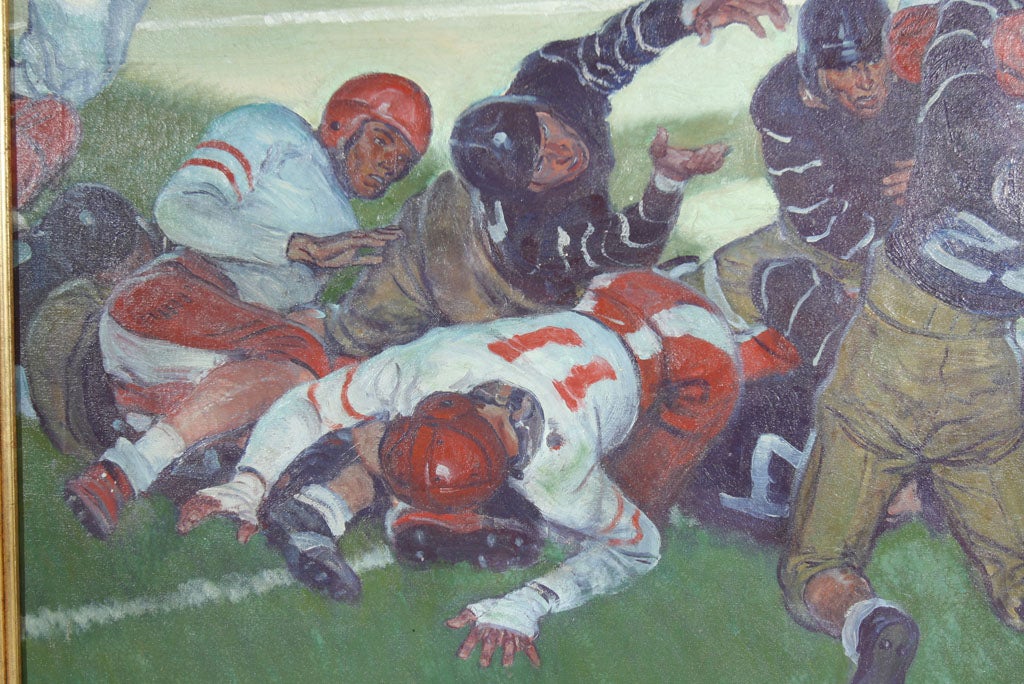 Mid-20th Century Painting -harvard-yale Football -harold Von Schmidt