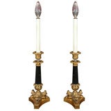 PAIR  FRENCH  EMPIRE  ELECTIFIED CANDLESTICKS