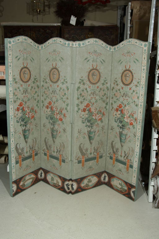 4 PANEL HAND PAINTED GRACIE SCREEN