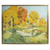 Vintage OIL  PAINTING  OLD  LYME  COUNTRY  CLUB   IN 1940