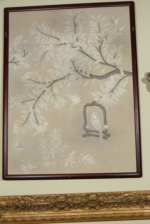 FRAMED GRACIE WALLPAPER PANEL In Good Condition In Stamford, CT