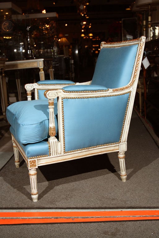Silk French Bergere Chair Stamped Jansen