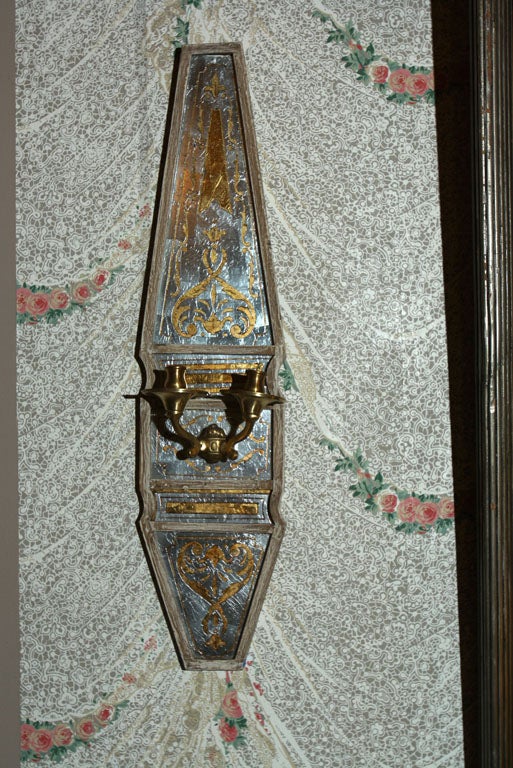 Pair of Maison Jansen Eglomise Wall Sconces