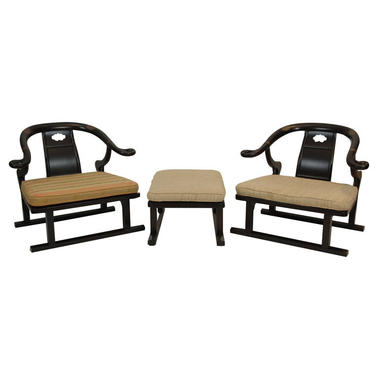Michael Taylor designed Asian Ming Lounge Chairs by Baker