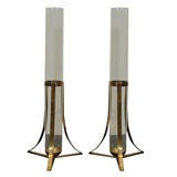 Pair of Large Brass and Glass Vases by Gabriela Crespi