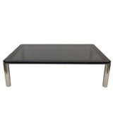 Stainless Steel Coffee Table by Pace with Black Glass Stainless 1960s
