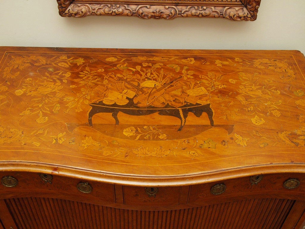 A Dutch Marquetry Tambour Cabinet