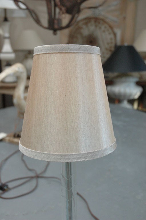 Pair of Etched Crystal Boudoir Lamps 4