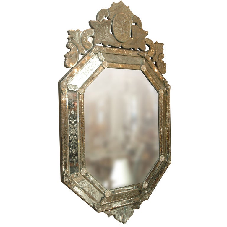 Etched and Beveled Venetian Mirror