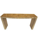 Lacquered Bamboo and Bone Marquetry Console Table with Bow Front