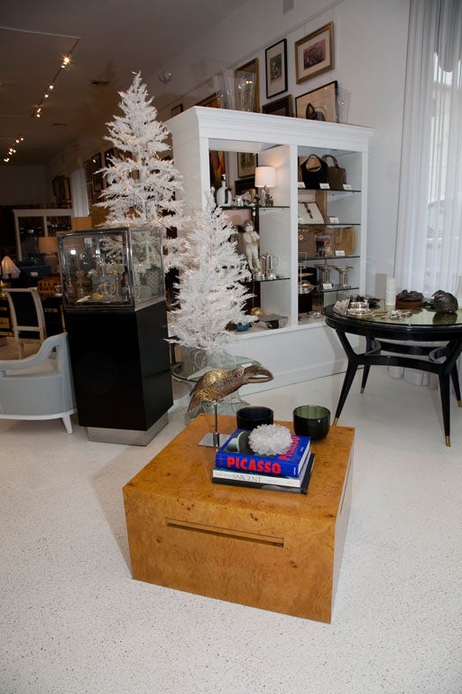 Custom Burled Cocktail Table with Shelves by John Saladino at 1stDibs