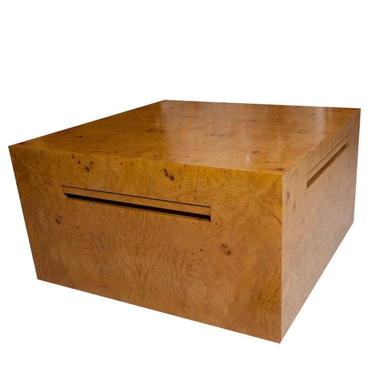 Custom Burled Cocktail Table with Shelves by John Saladino at 1stDibs