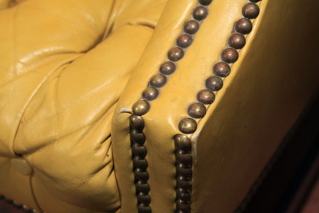 Late 20th Century Diamond-Tufted Leather Wingback  Chair