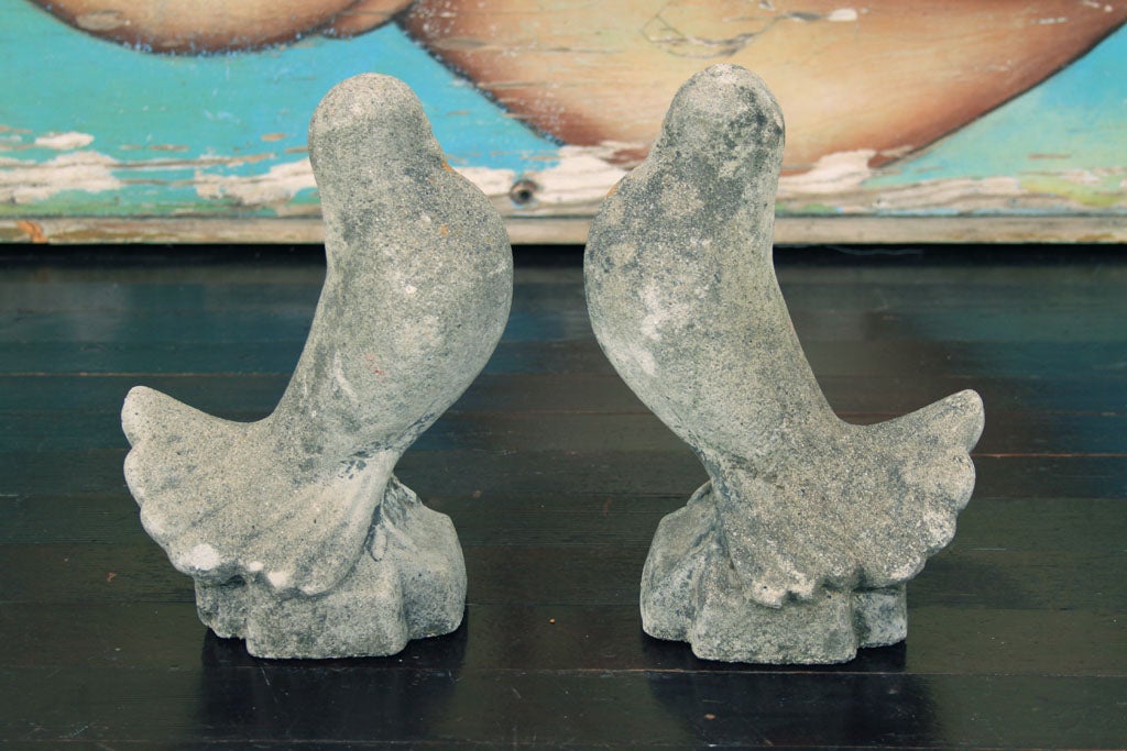 Pair Concrete Dove Garden Ornaments at 1stDibs
