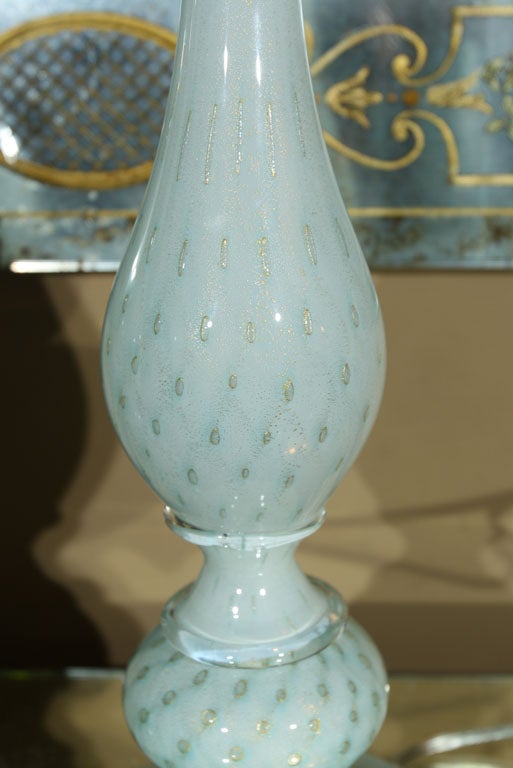 Pair of Italian Baby Blue Murano Lamps 2