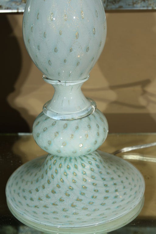 Pair of Italian Baby Blue Murano Lamps 3