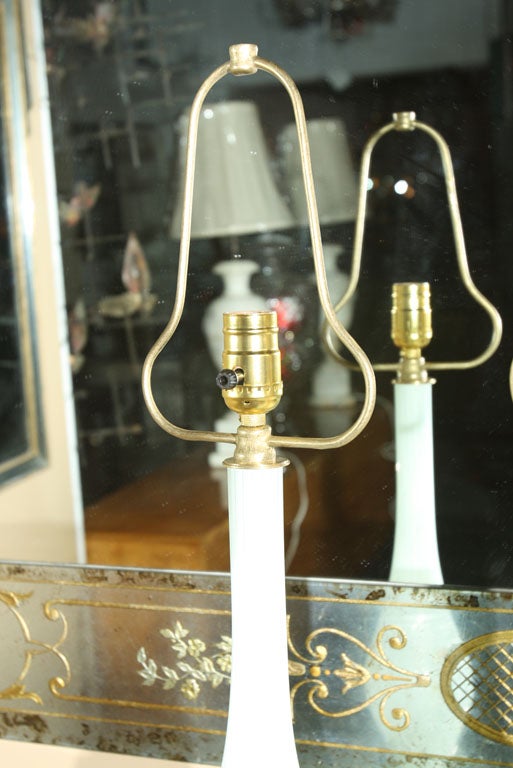 Pair of Italian Baby Blue Murano Lamps 5