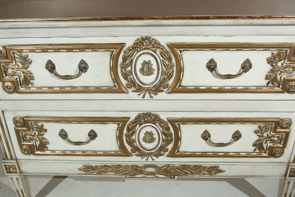 Bronze French Louis XVI Style Painted Commode Stamped Jansen