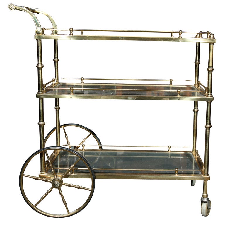 Maison Jansen Bronze and Glass Serving Cart