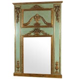 Green Painted and Parcel-Gilt Louis XVI style mirror