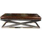 Mid Century Leather Bench w/ Chrome Base Mid Century Leather Bench w/ Chrome Base