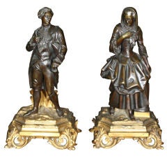 A FINE PAIR OF PATINATED BRONZE FIGURES 12