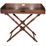 ANTIQUE BUTLER'S TRAY ON FOLDING STAND