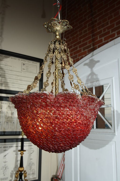Unknown Red Glass Beaded Chandelier