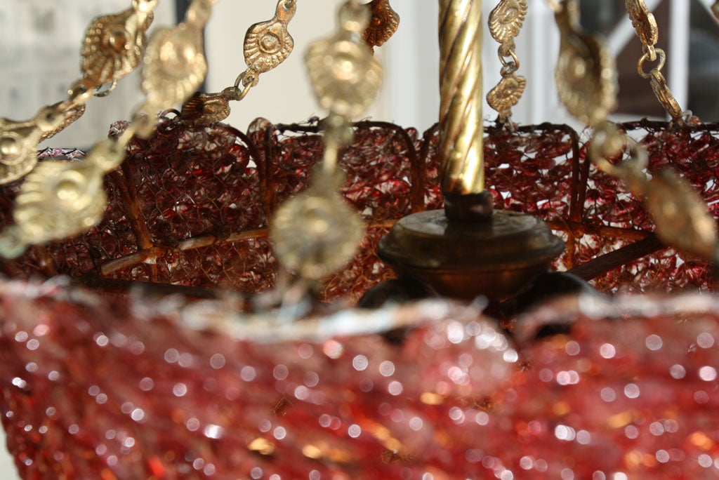 Red Glass Beaded Chandelier 1